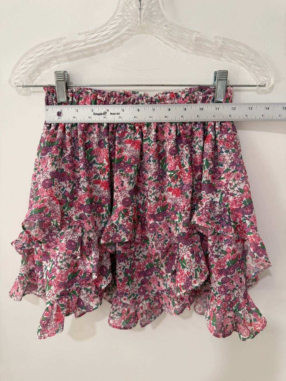 For Love & Lemons Evi Mini Skirt Pink Purple Floral Ruffled XS - Picture 7 of 8